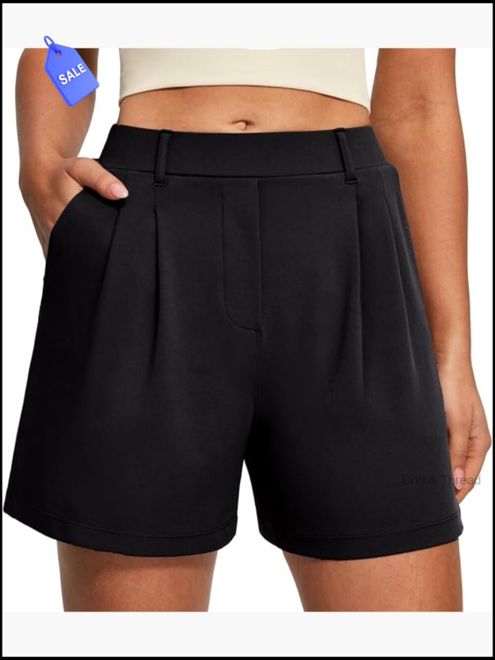 High Waisted Pull On Shorts Stretchy A-Line Casual Work Summer